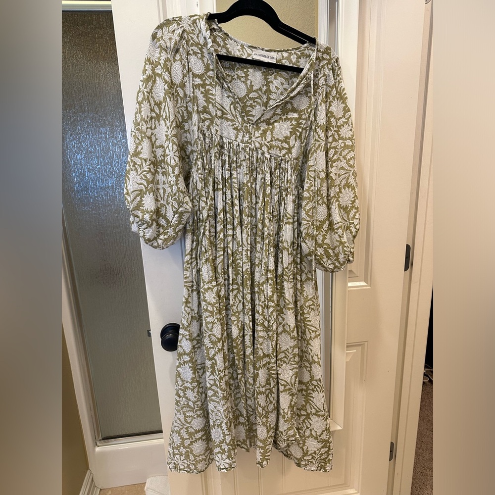 Daughters of India Kyra XS olive green midi dress